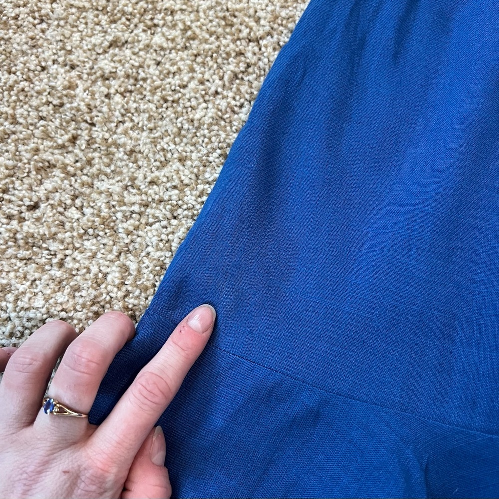 Lulus Days Like This Royal Blue Sleeveless Ruffled Linen Blend Mini Dress Sz XS - Picture 14 of 16